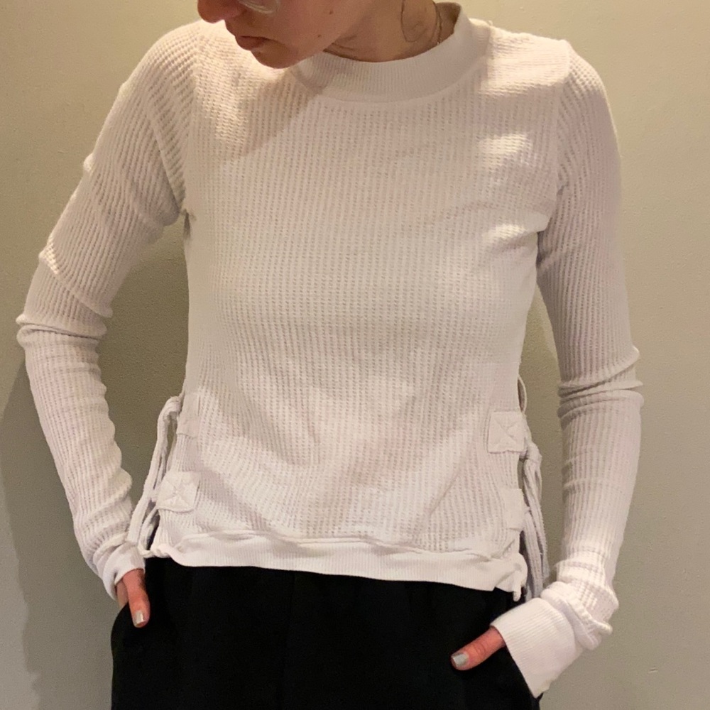 Free People Waffle Top w/ ties